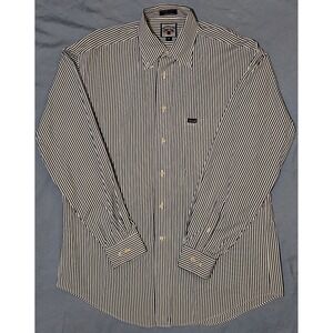 Faconnable Mens Striped Button Down Long Sleeve Dress‎ Shirt - Medium